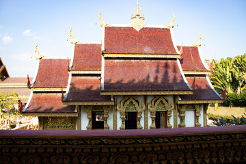 A beautiful view of buddhist temple Wat Saeng Kaew at Chiang Rai, Thailand.