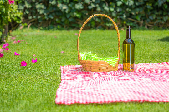Pic nic con canasta y vino