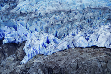 Panoramic breathtaking view of Tempanos Glacier and ice field in the region of Los Glaciares in the...