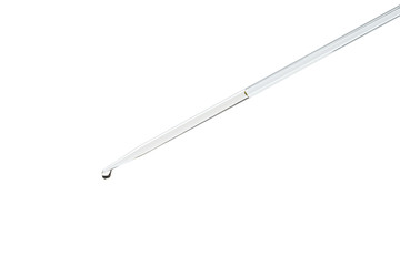 Glass dropper with a drop of liquid for chemical experiments