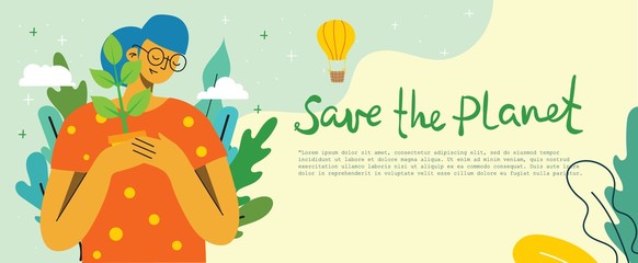 Vector illustration ECO backgrounds of Concept of green eco energy and quote Save the planet, Think green and Waste recycle