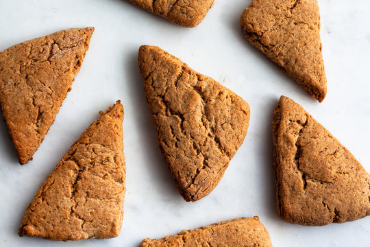 Overhead view of whole wheat ginger scones
