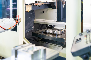 fast or quick flexible holder clamp for catch product workpiece setting on work table in cnc machining center at factory