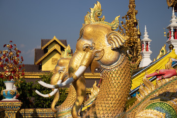 A beautiful view of buddhist temple Wat Saeng Kaew at Chiang Rai, Thailand.