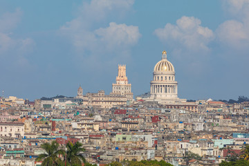 Fototapeta na wymiar Panorama of Historic shoreline of Havana, Cuba.