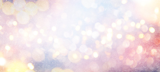 Blurred background with bokeh. Christmas and Happy New Year greeting card.