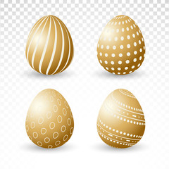 Realistic easter golden eggs.