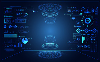 abstract technology ui futuristic concept hud interface hologram elements of digital data chart on hi tech future design background