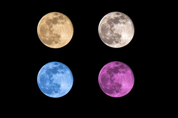 Obraz premium Pink Moon is the name of the full moon in April. Photos taken at night cause noise grain.