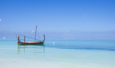 Fototapeta na wymiar A traditional dhow boat, Maldives, Indian Ocean
