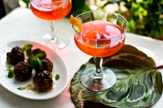 El Presidente Cocktail Paired With Lamb Meatballs