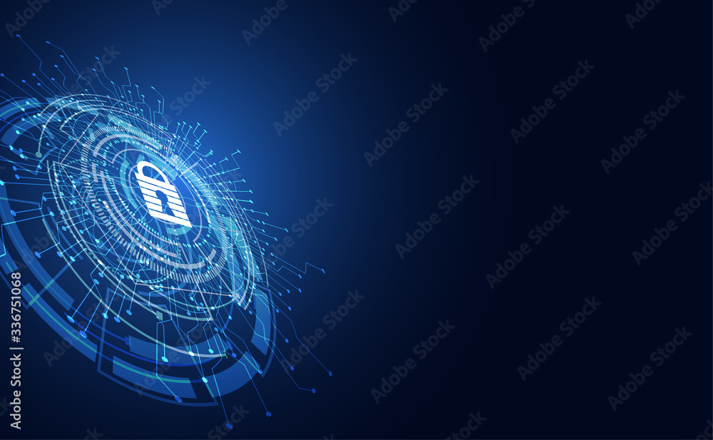 Poster abstract cyber security privacy information network concept padlock protection digital network perso