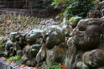 Jizō (Japanese stone statues) at Otagi Nenbutu-ji temple in kyoto Japan