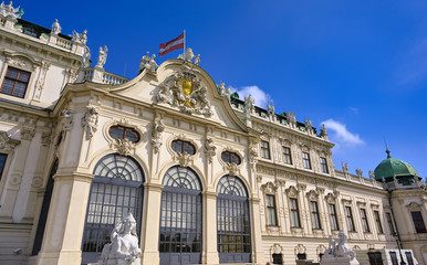 Fototapeta na wymiar Vienna, Austria - May 17, 2019 : Baroque palace Belvedere is a historic building complex in Vienna, Austria, consisting of two Baroque palaces with a beautiful garden between them.