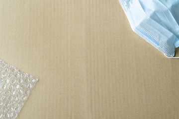 cardboard and bubble wrap for packing orders.