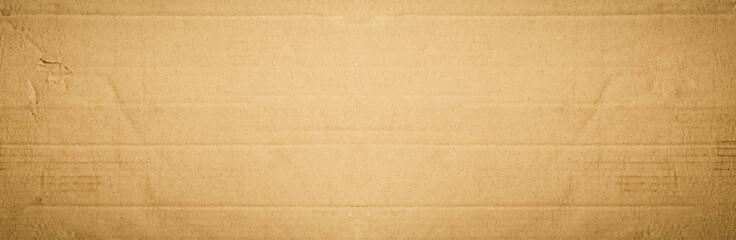 Plain brown eco paper texture in scrap crate wide backdrop photo concept for letter craft design package box background. Pattern back of panoramic parchment rice recycle surface and earth tone