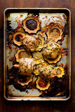 Roasted Chicken Thighs With Delicata Squash And Lemon