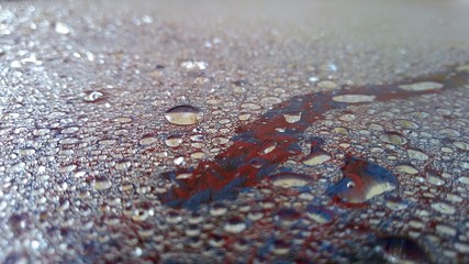 beautiful color background with raindrops on glass surface in creative photography
