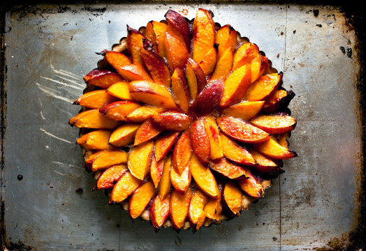 Overhead View Of Nectarine Tart