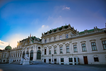 Fototapeta na wymiar Vienna, Austria - May 17, 2019 : Baroque palace Belvedere is a historic building complex in Vienna, Austria, consisting of two Baroque palaces with a beautiful garden between them.
