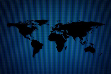 Abstract World Map on Blue LED Wall Texture Background. Elements of this Image Furnished by Nasa.