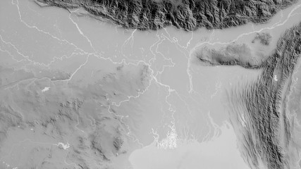West Bengal, India - outlined. Grayscale