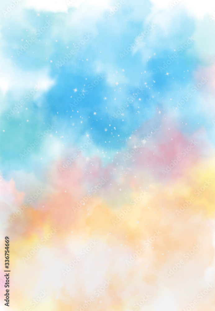 Wall mural star field in galaxy space with nebula, abstract watercolor digital art painting for texture backgro