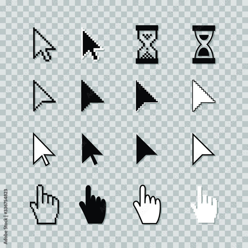 Poster vector cursor icons set isolated on background.