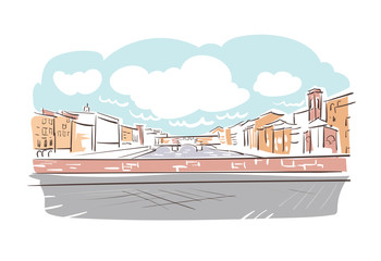 Florence Italy Europe vector sketch city illustration line art