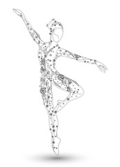 Fototapeta premium filigrane Zeichnung einer Ballerina mit Ornamenten