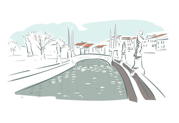 Padua Italy Europe vector sketch city illustration line art
