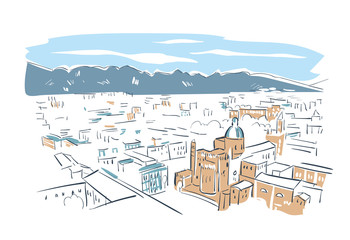 Palermo Italy Europe vector sketch city illustration line art
