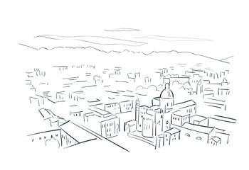Palermo Italy Europe vector sketch city illustration line art