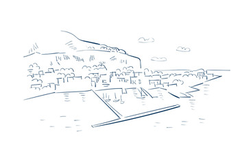 Palermo Italy Europe vector sketch city illustration line art