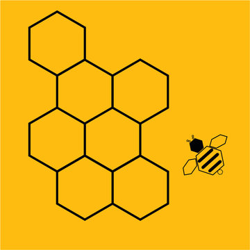 Vector de colmena y abeja