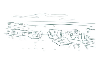 Obraz premium Taranto Italy Europe vector sketch city illustration line art