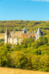 Fototapeta premium 16 September 2019. View of La Rochepot Castle, in Burgundy, France.