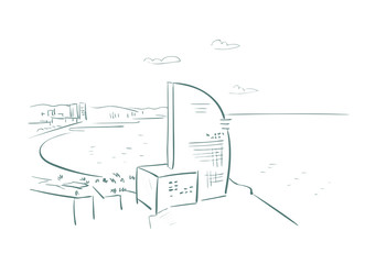 Barcelona Spain Europe vector sketch city illustration line art