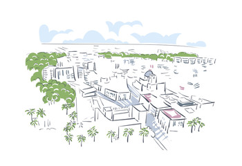 Elche Spain Europe vector sketch city illustration line art