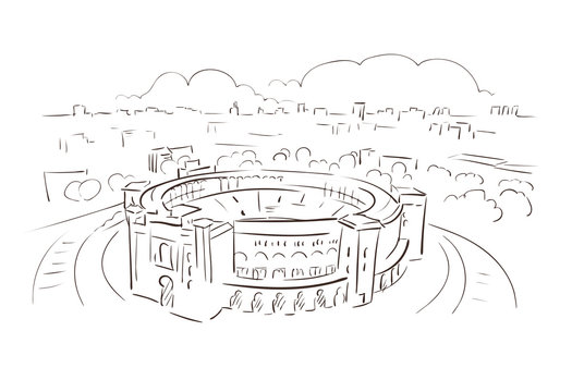 recommend clip art: Madrid Spain Europe vector sketch city illustration line art