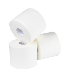 Three rolls of tissue paper isolated on white background