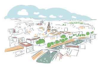 Murcia Spain Europe vector sketch city illustration line art