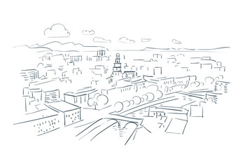 Obraz premium Murcia Spain Europe vector sketch city illustration line art