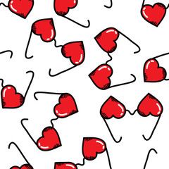 heart shaped glasses seamless doodle pattern, vector illustration