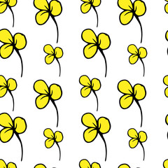 Bright floral seamless pattern. Vector doodle. For a summer fun mood
