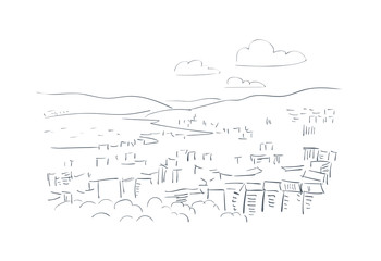 Vigo Spain Europe vector sketch city illustration line art