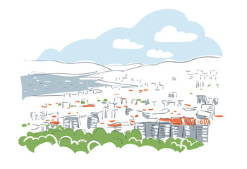 Vigo Spain Europe vector sketch city illustration line art