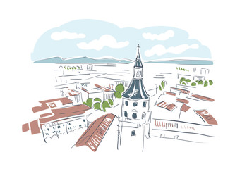 Vitoria Gasteiz Spain Europe vector sketch city illustration line art