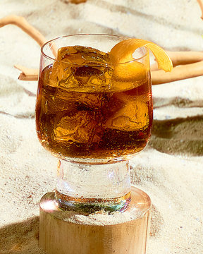 Close up of rum in glass