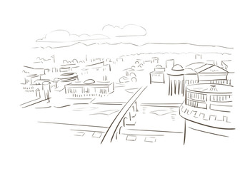 Skopje North Macedonia Europe vector sketch city illustration line art